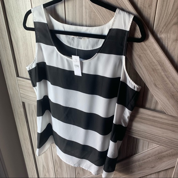 Loft Business Casual Tank Top - Black & White Stripes - Picture 3 of 6